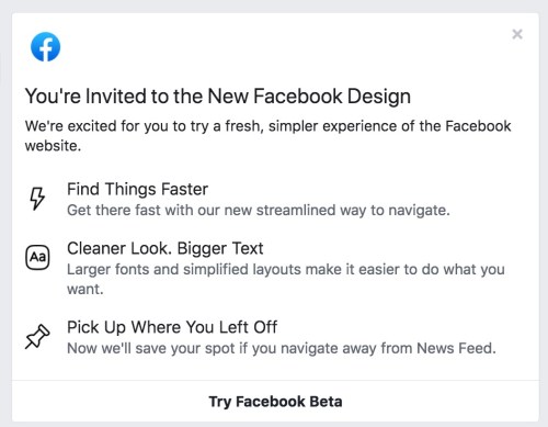 Facebook beta